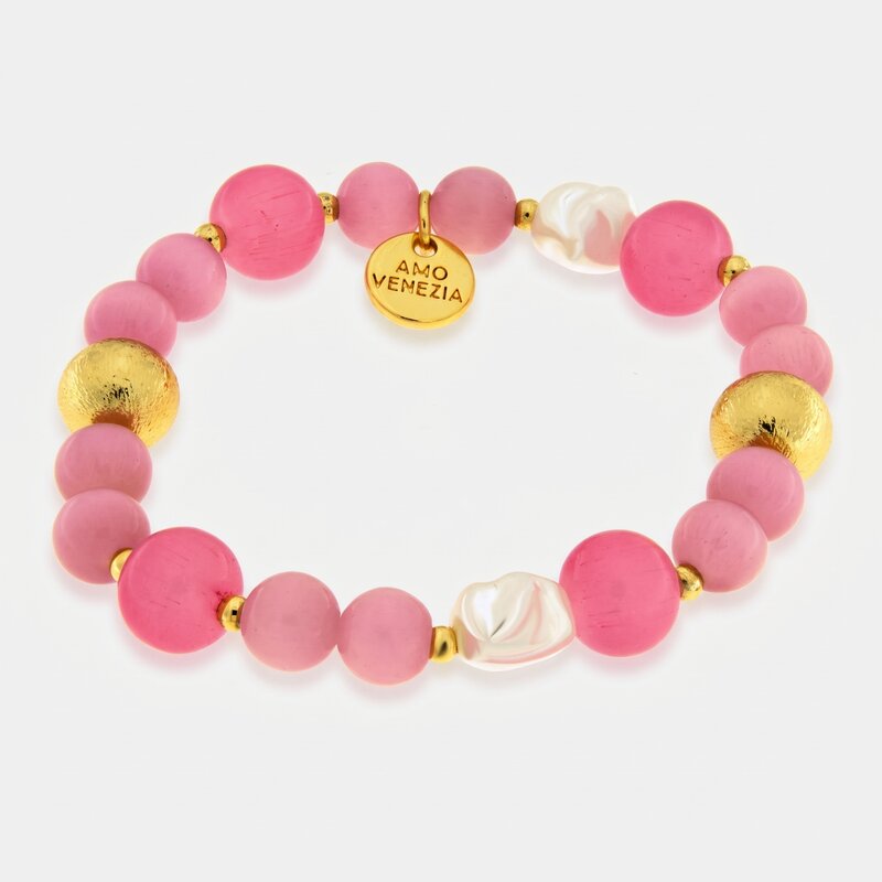 Bracciale in Metallo cristalli rosa - BYSIMON gioielli
