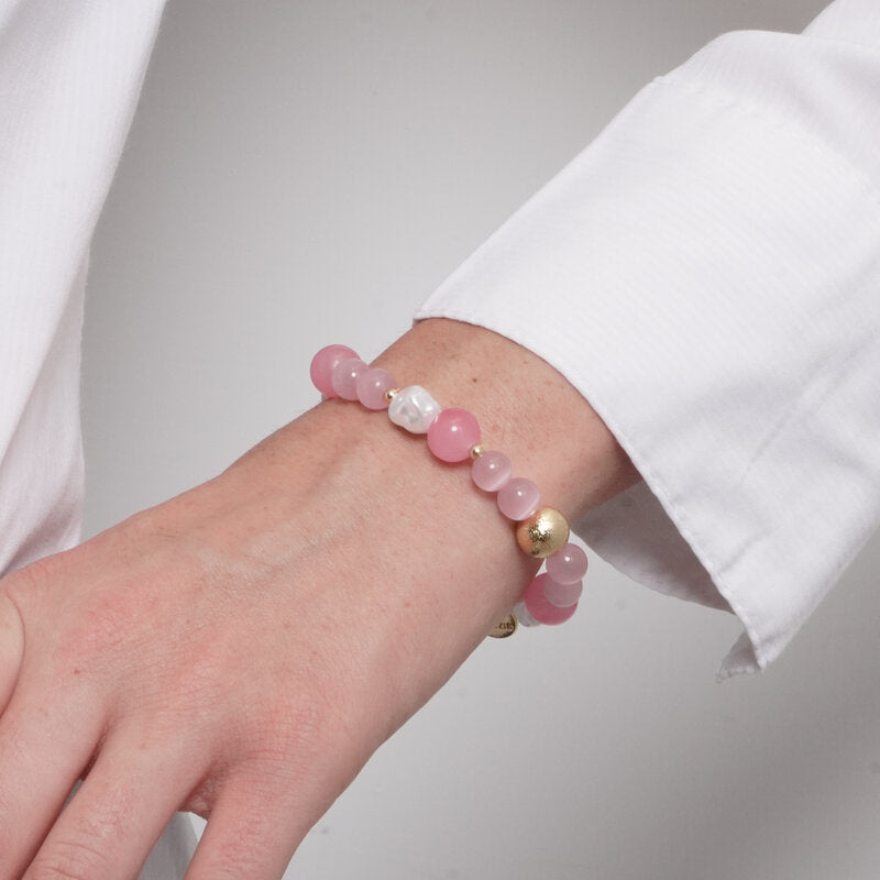 Bracciale in Metallo cristalli rosa - BYSIMON gioielli