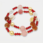Bracciale in Metallo multifilo con cristalli rossi - BYSIMON gioielli