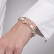 Bracciale in Metallo pietre verdi di Murano e perle