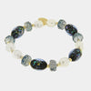 Bracciale in Metallo pietre blu di Murano e perle