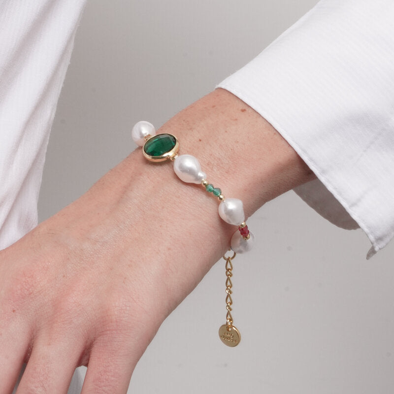 Bracciale in Metallo perle e cristalli colorati - BYSIMON gioielli