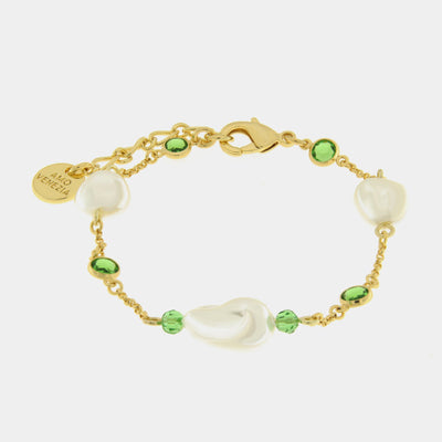 Bracciale in Metallo perle e cristalli verdi - BYSIMON gioielli