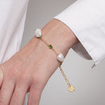 Bracciale in Metallo perle e cristalli verdi - BYSIMON gioielli