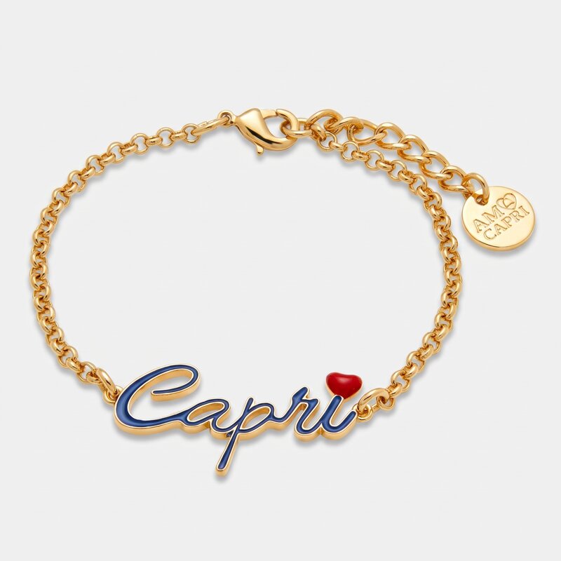 Bracciale in Metallo con scritta Capri e cuore - BYSIMON gioielli