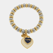 Bracciale in Metallo sfere con cuore bianco Capri