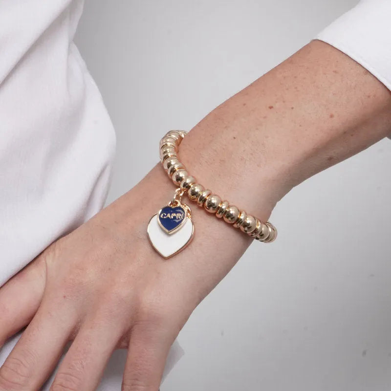 Bracciale in Metallo sfere con cuore bianco Capri - BYSIMON gioielli
