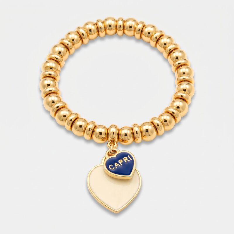 Bracciale in Metallo sfere con cuore bianco Capri - BYSIMON gioielli