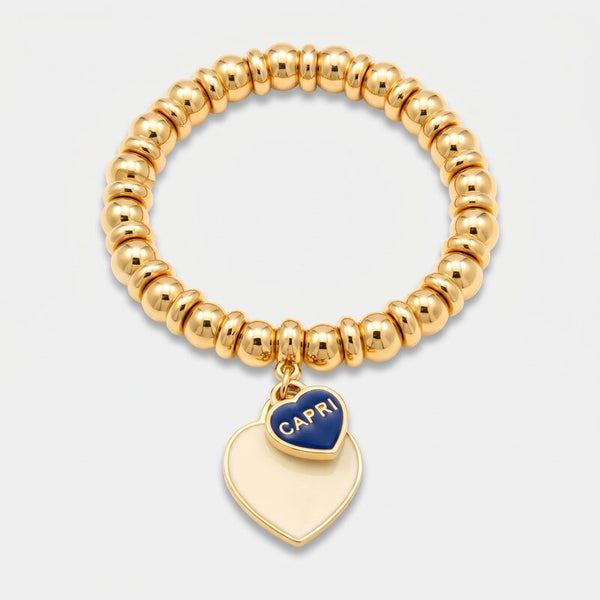 Bracciale in Metallo sfere con cuore bianco Capri - BYSIMON gioielli
