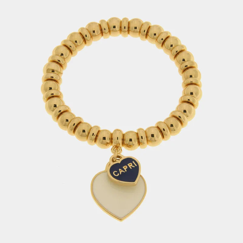 Bracciale in Metallo sfere con cuore bianco Capri - BYSIMON gioielli