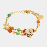 Bracciale in Metallo babbo Natale, stella bianca e palline colorate