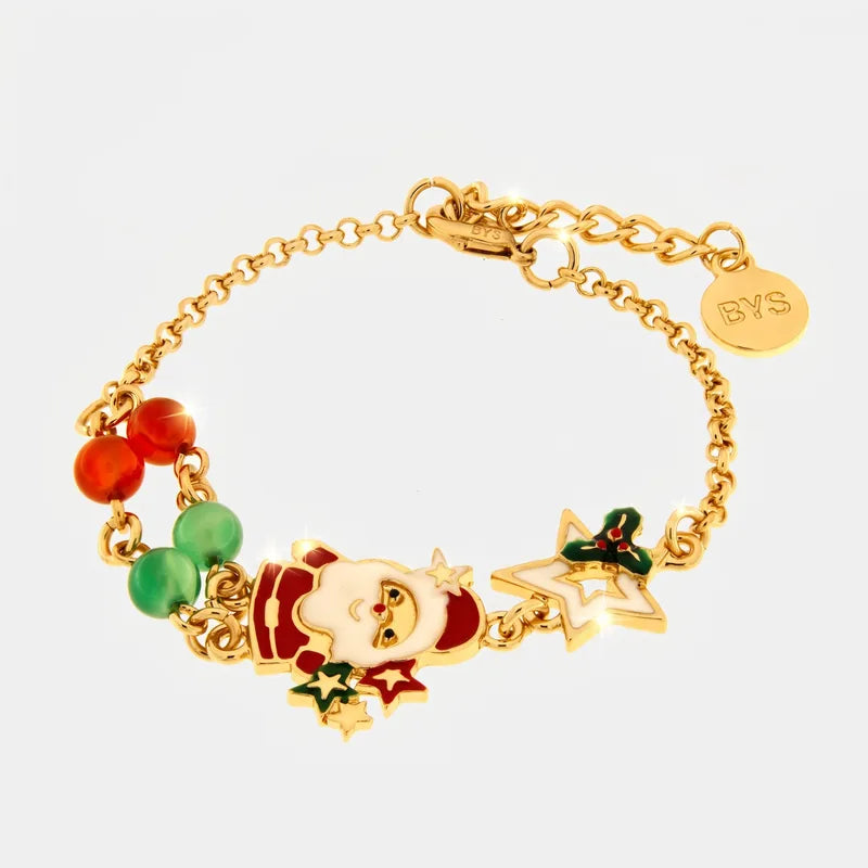Bracciale in Metallo babbo Natale e stella bianca - BYSIMON gioielli