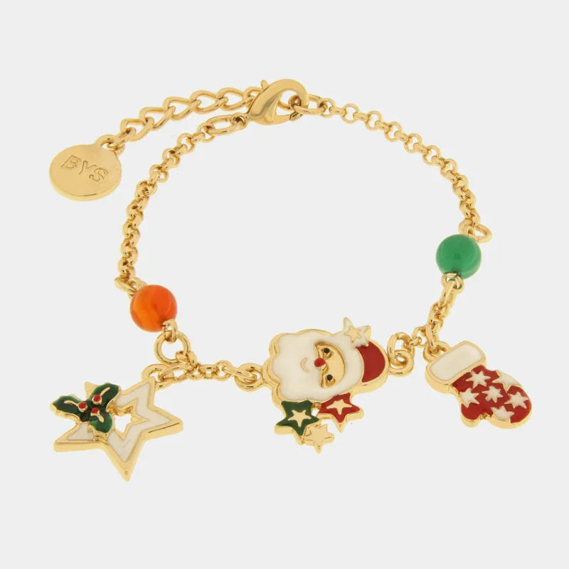 Bracciale in Metallo babbo Natale, stella bianca e guanto rosso