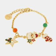 Bracciale in Metallo babbo Natale, stella bianca e guanto rosso