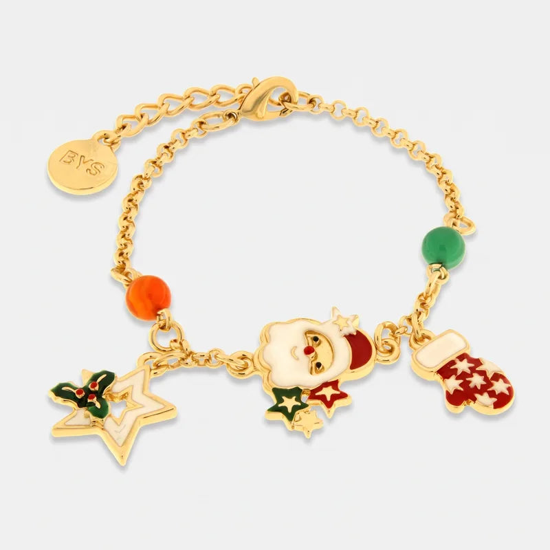 Bracciale in Metallo babbo Natale, stella bianca e guanto rosso