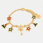 Bracciale in Metallo albero di Natale, stelle colorate e vischio - BYSIMON gioielli