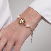 Bracciale in Metallo con fiocco di neve multicolore e stelle colorate