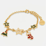 Bracciale in Metallo stelle colorate, albero di natale, guanto rosso