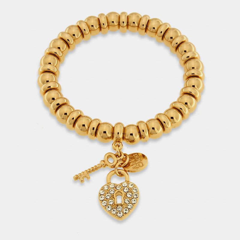 Bracciale in Metallo con lucchetto a forma di cuore e chiave pendenti - BYSIMON gioielli