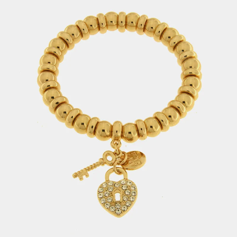 Bracciale in Metallo con lucchetto a forma di cuore e chiave pendenti - BYSIMON gioielli