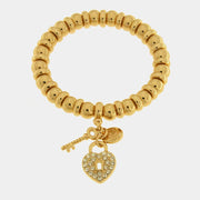 Bracciale in Metallo con lucchetto a forma di cuore e chiave pendenti