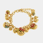 Bracciale in Metallo con sfere impreziosite da fiori colorati pendenti - BYSIMON gioielli