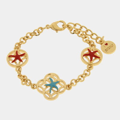 Bracciale in Metallo stelle marine rosse e turchese - BYSIMON gioielli