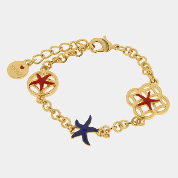Bracciale in Metallo stelle marine rosse e blu - BYSIMON gioielli