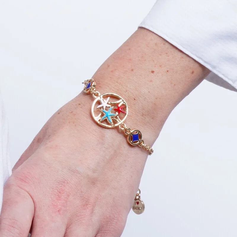 Bracciale in Metallo stelle marine colorate - BYSIMON gioielli