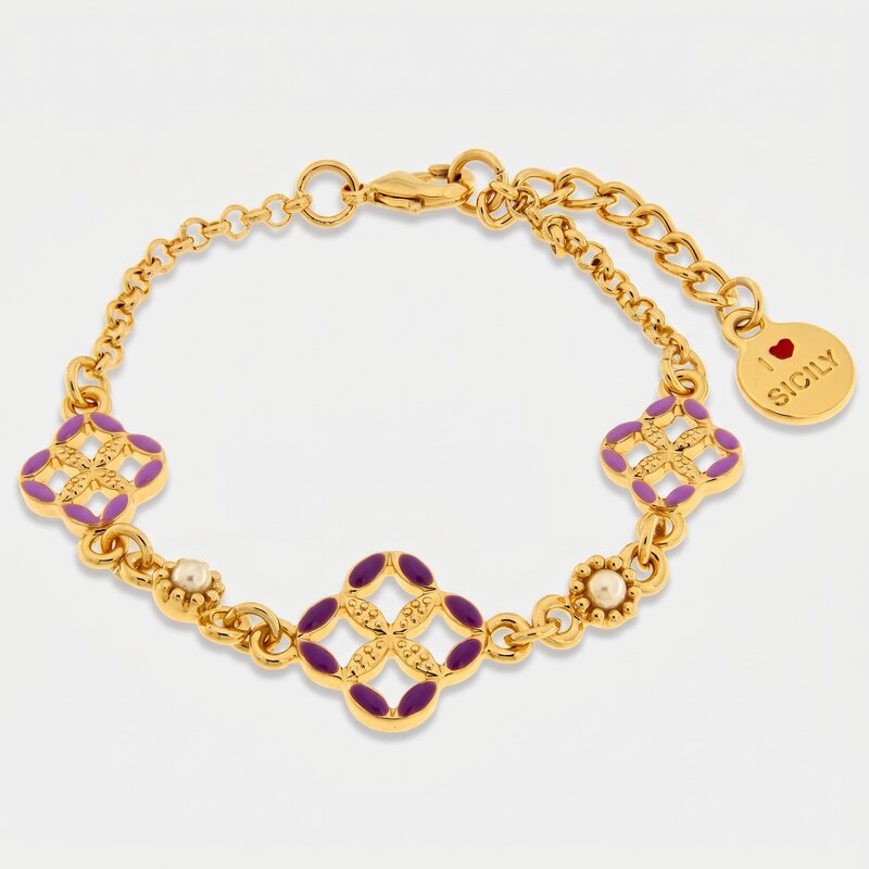 Bracciale in Metallo maiolica viola - BYSIMON gioielli