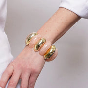 Bracciale in Metallo elastico donna pietre naturali arancio placcato oro