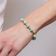 Bracciale in Metallo donna pietre naturali verde turchese placcato oro