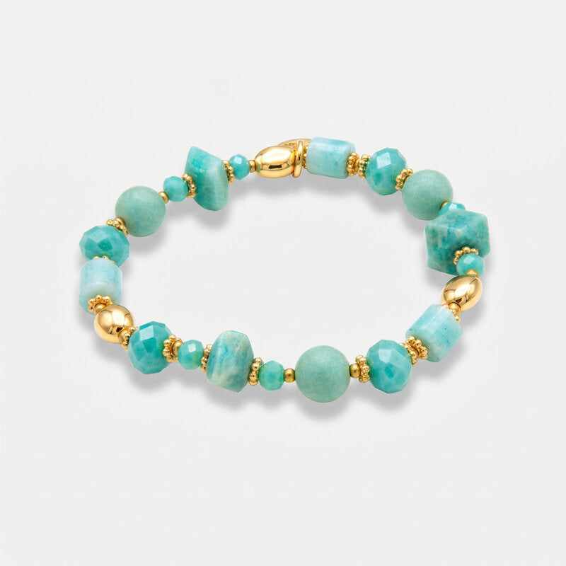 Bracciale in Metallo donna pietre naturali verde turchese placcato oro AMOVENEZIA - gioiello BySimon