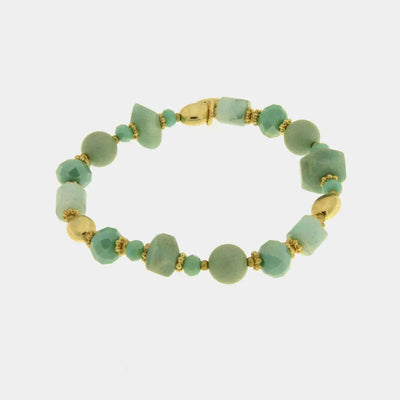 Bracciale in Metallo donna pietre naturali verde turchese placcato oro AMOVENEZIA - gioiello BySimon