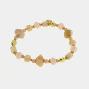 Bracciale in Metallo donna pietre naturali rosa cipria quarzo placcato oro