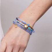 Bracciale in Metallo multifilo donna pietre dure blu azzurro placcato oro