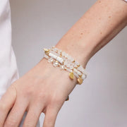 Bracciale in Metallo multifilo donna pietre dure bianche avorio placcato oro