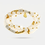 Bracciale multifilo in metallo placcato oro con pietre dure bianche avorio - BYSIMON