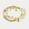 Bracciale in Metallo multifilo donna pietre dure bianche avorio placcato oro