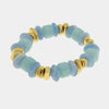 Bracciale in Metallo elastico donna pietre dure azzurro celeste placcato oro