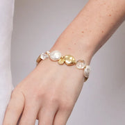 Bracciale in Metallo elastico donna pietre cristallo di rocca placcato oro