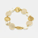 Bracciale elastico in metallo placcato oro con cristallo di rocca naturale - BYSIMON