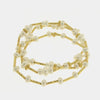 Bracciale in Metallo multifilo donna perle bianche barre dorate placcato oro