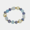 Bracciale in Metallo elastico donna pietre dure acquamarina placcato oro