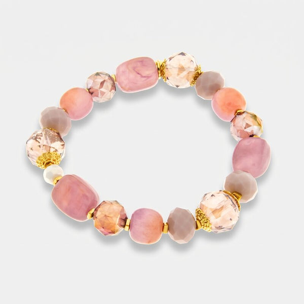 Bracciale in Metallo elastico donna pietre dure malva placcato oro AMOVENEZIA - gioiello BySimon