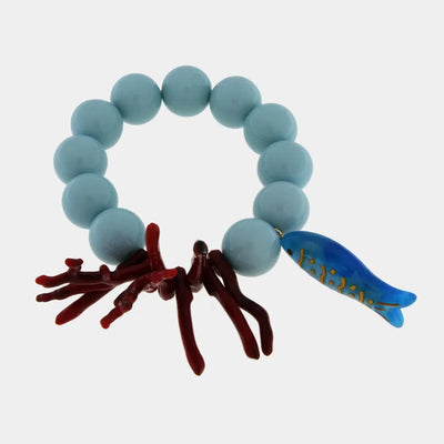 Bracciale in Metallo con sfere azzurre e simboli marini BYS - gioiello BySimon