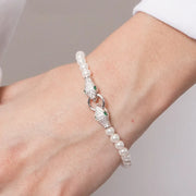 Bracciale in Metallo donna in metallo con sfere satinate e chiusura a forma di serpente argentato con cristalli luminosi