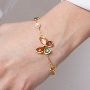 Bracciale in Metallo donna in metallo con charm a forma di farfalla e cristalli oleografici colorati