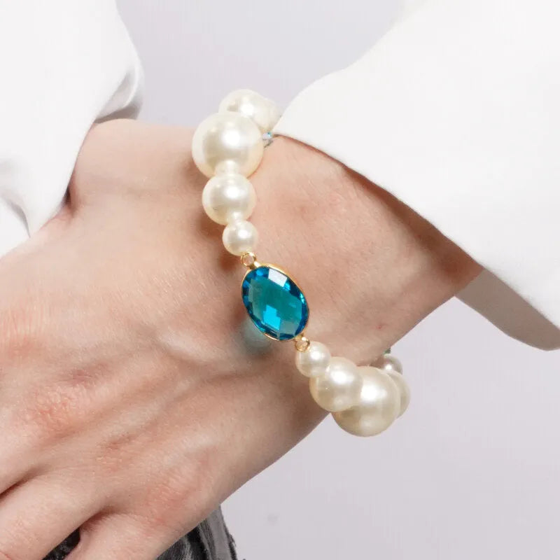 Bracciale in Metallo sfere grandi con cristallo azzurro - BYSIMON gioielli