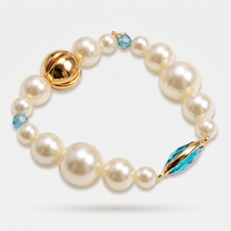 Bracciale in Metallo sfere grandi con cristallo azzurro - BYSIMON gioielli
